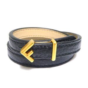 FENDI Bracelet Black/Gold Leather/Metal - r10573g